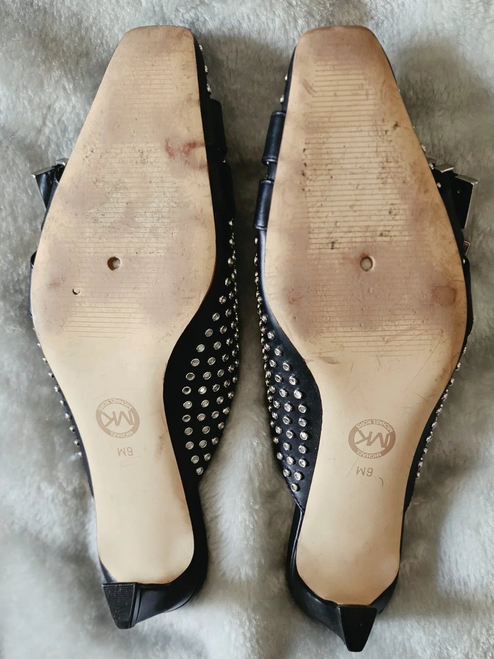 MICHAEL Michael Kors Studded Buckle Mules Black US 8